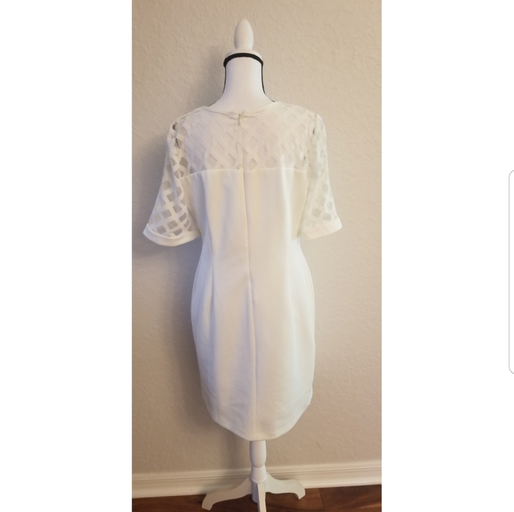 Off White Lattice Cocktail Dress - Picture 3 of 5